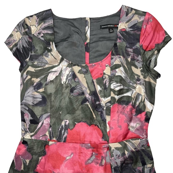 BANANA REPUBLIC Linen Blend Printed Bobbie Shift Dress Sz 0 Mad Men Collection - Picture 4 of 9